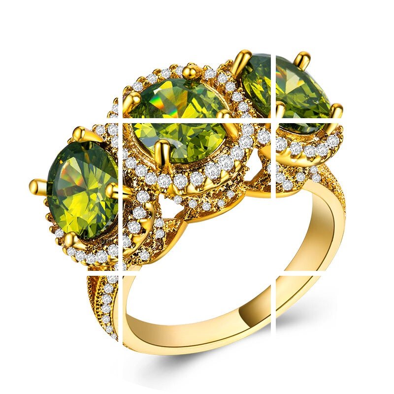 ring锆石戒指镀18k金女士指环礼物首饰饰品