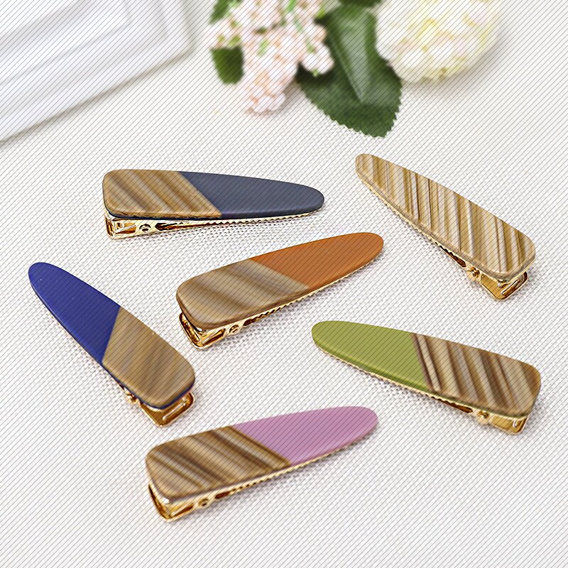 抖音同款韩国少女款网红鸭嘴夹仿真实木软陶侧边夹刘海发夹