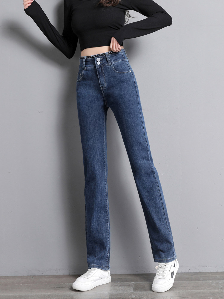 高腰烟管裤女蓝灰色2025年春秋新款显瘦小个子显高窄版弹力直筒裤,女装/女士精品,牛仔裤,淘宝优惠券,粉丝福利购,淘宝优惠卷