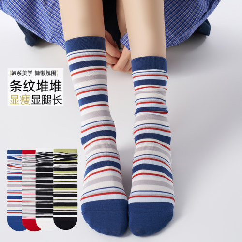 2026新款女士条纹堆堆袜春夏