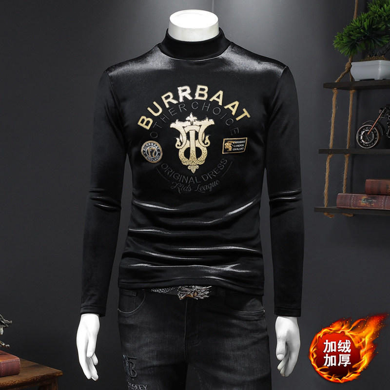 D215-27510-P1002021冬季轻奢刺绣韩绒半高领卫衣打底衫假模,男装卫衣,电商D320(原D215)