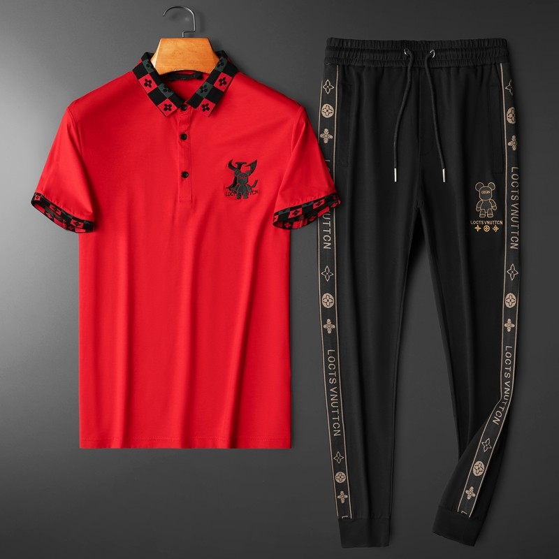 2022夏季伦古奇潮流丝光短袖运动休闲套装男D215-T27703-P210，男装休闲套装，电商D320(原D215)