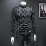 2025秋冬新款轻奢品质半高领双面绒打底衫D320-88347-P100，男装卫衣，电商D322