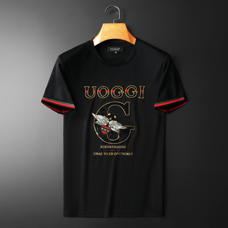 2024夏季新款 IUIUG欧货时尚潮流丝光棉短袖t恤男D320-87141-P75图片