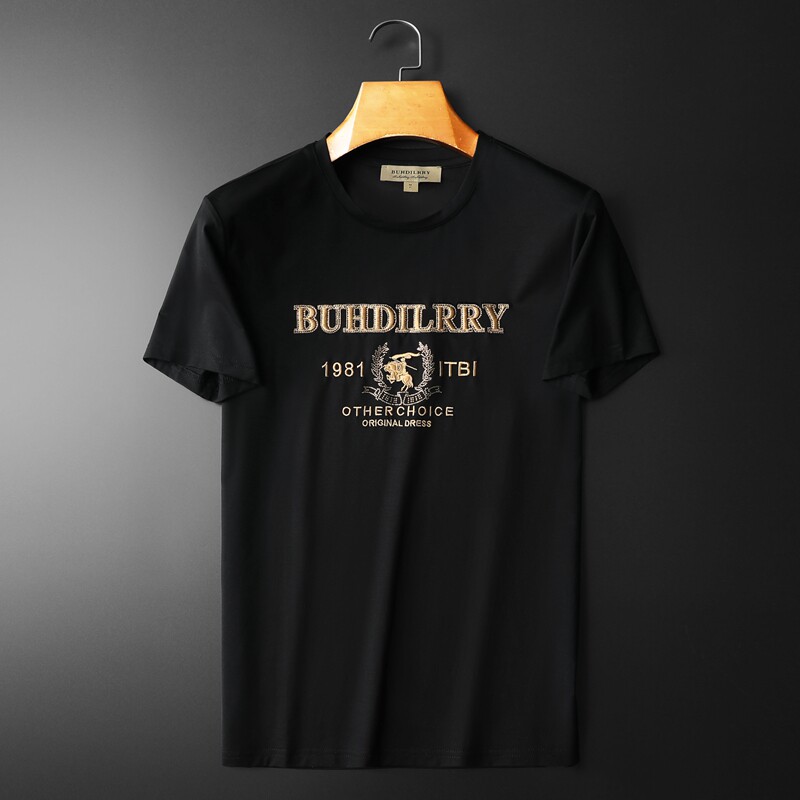 2024夏季新款BUHDILRRY时尚潮流丝光棉短袖t恤男D320-87176-P75,男装T恤,电商D320(原D215)