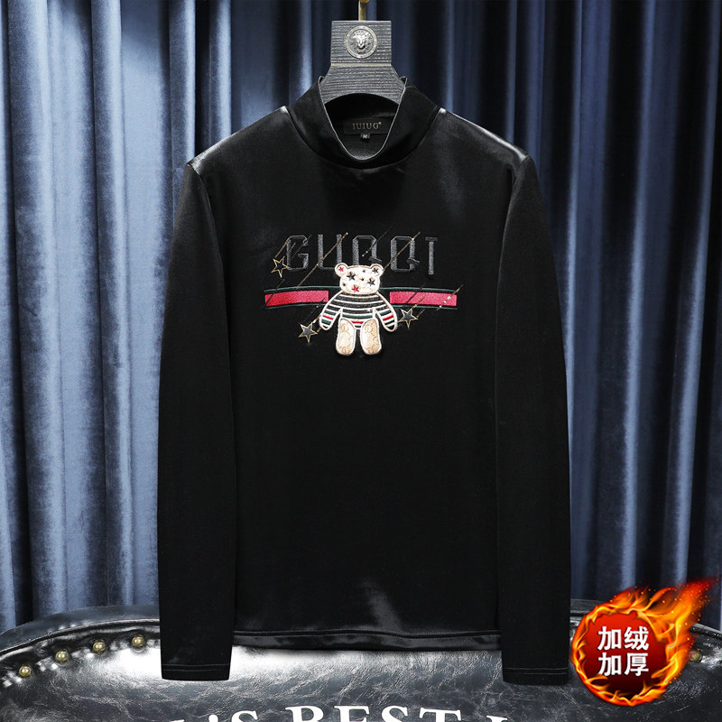 D215-27501-P100 2021冬新款轻奢男士韩绒半高领卫衣打底衫沙发图片