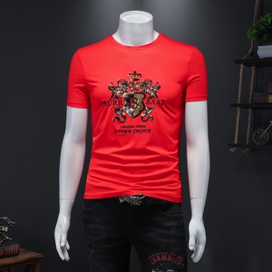 D215-28679-P70 欧洲站工厂新款夏装休闲丝光潮流男士短袖T恤图片