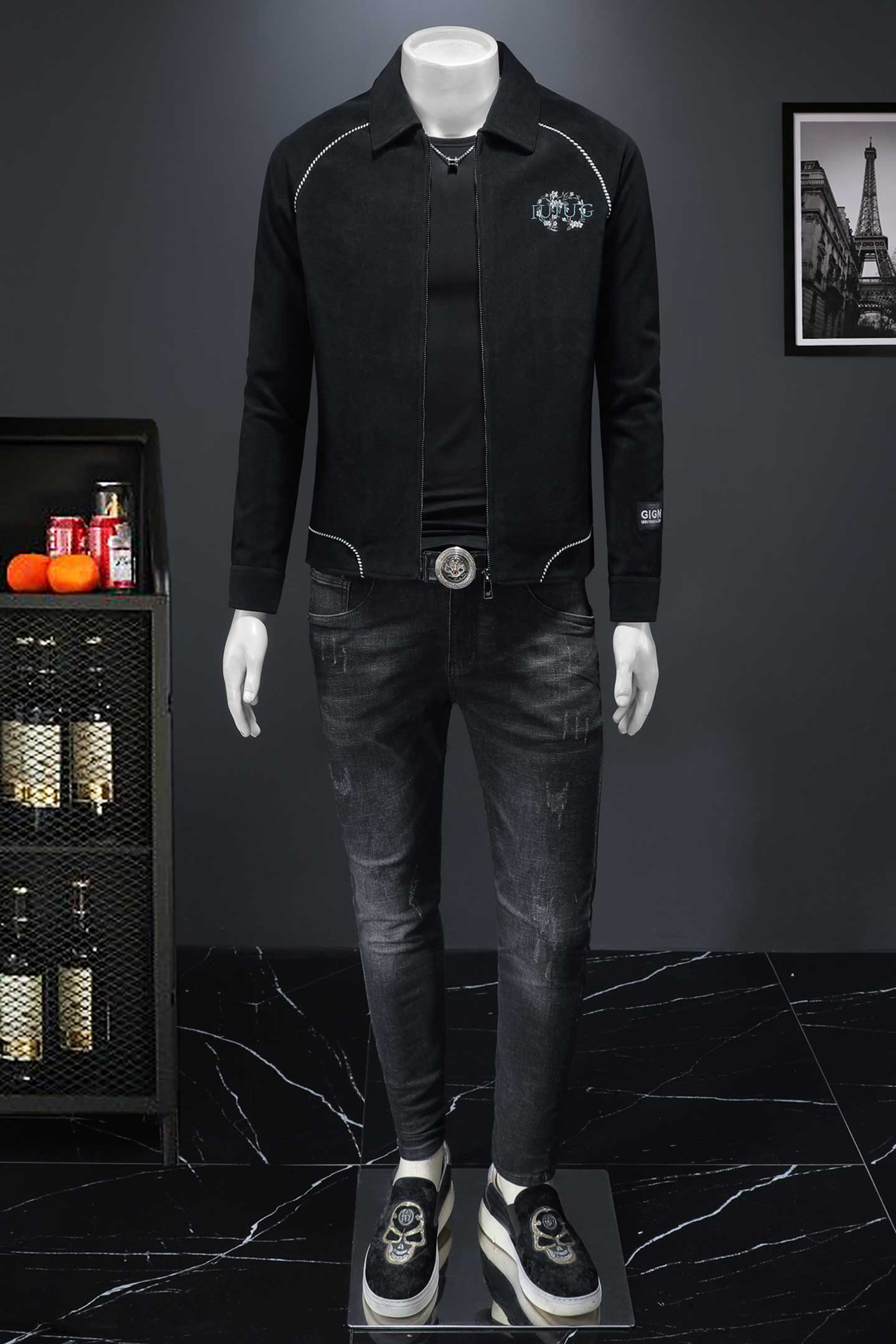 2025秋冬海岛绒面料IUIUG轻奢潮流男士重工外套D320-88259-P190,男装夹克,电商D322