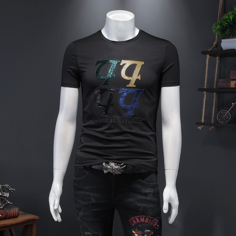 D215-28586-P70 欧洲站工厂新款夏装休闲丝光潮流男士短袖T恤图片