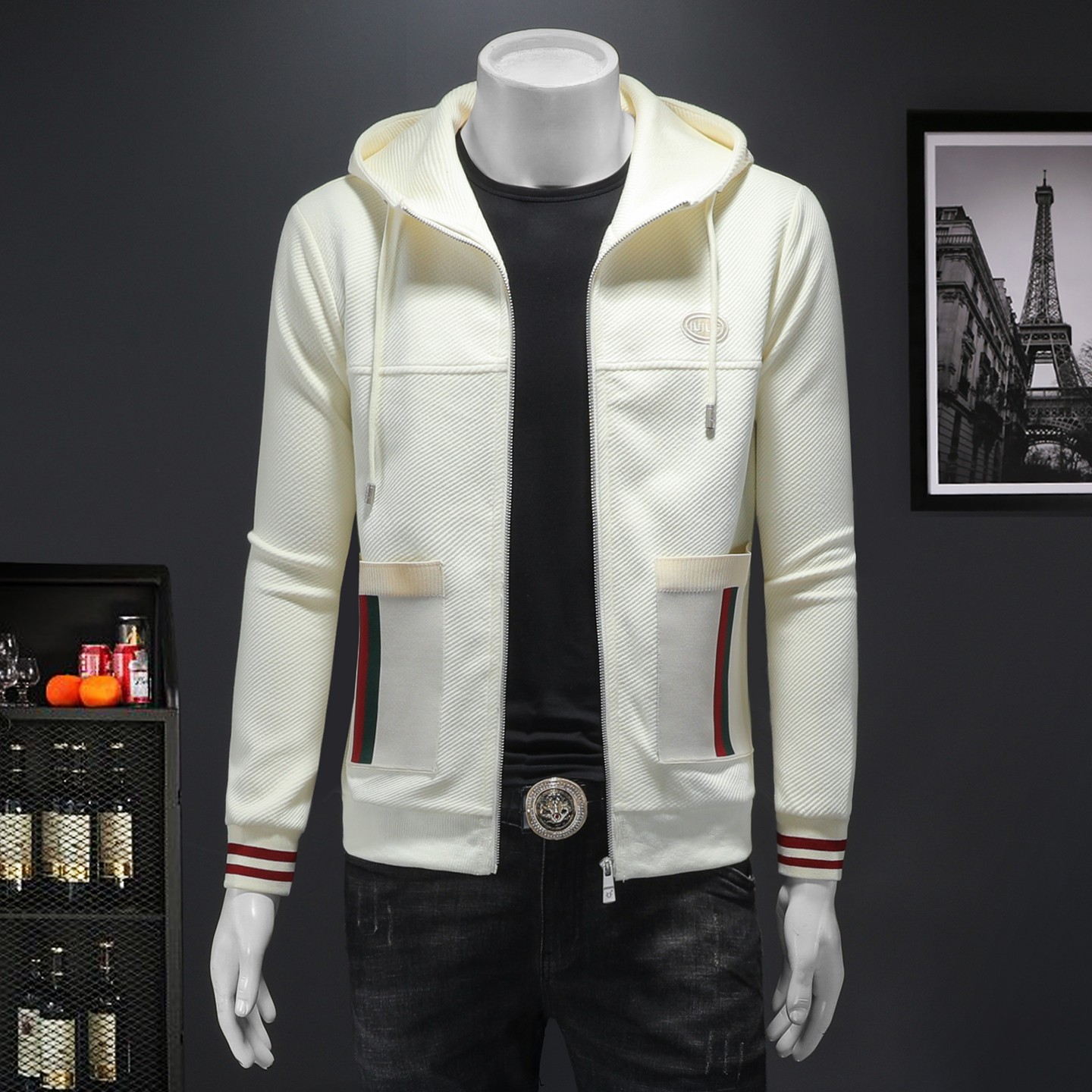 2025秋冬新款IUIUG轻奢潮流男士休闲卫衣外套D320-88205-P155，男装卫衣，电商D322