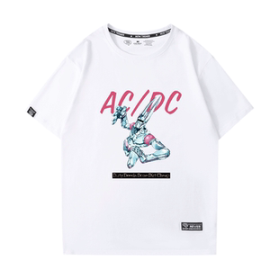 JOJO的奇妙冒险动漫周边圆领T恤衫荒木飞吕彦大总统D4C男宽松短袖