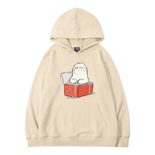 咱们三只裸熊周边连帽卫衣日系可爱原宿风男女秋冬加绒百搭上衣潮