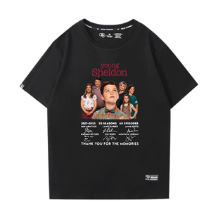 美剧小谢尔顿周边圆领T恤衫男女夏季宽松纯棉休闲百搭潮流短半袖