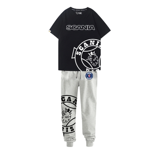 斯堪尼亚卡车周边短袖t恤男女夏季裤子遮阳渔夫帽套装百搭衣服潮