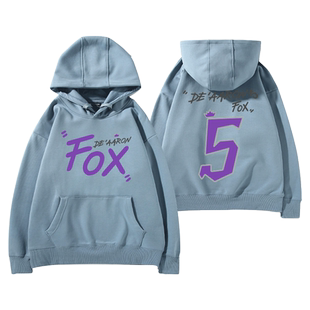 国王达龙福克斯FOX印花卫衣男美式篮球训练连帽上衣宽松休闲外套