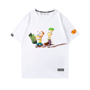 飞哥与小佛密探阿泰动漫周边T恤鸭嘴兽泰瑞男女夏季纯棉短袖宽松