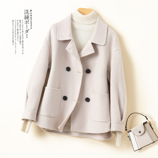 秋冬双面羊绒大衣女小个子新款宽松短款大码气质羊毛呢子外套洋气