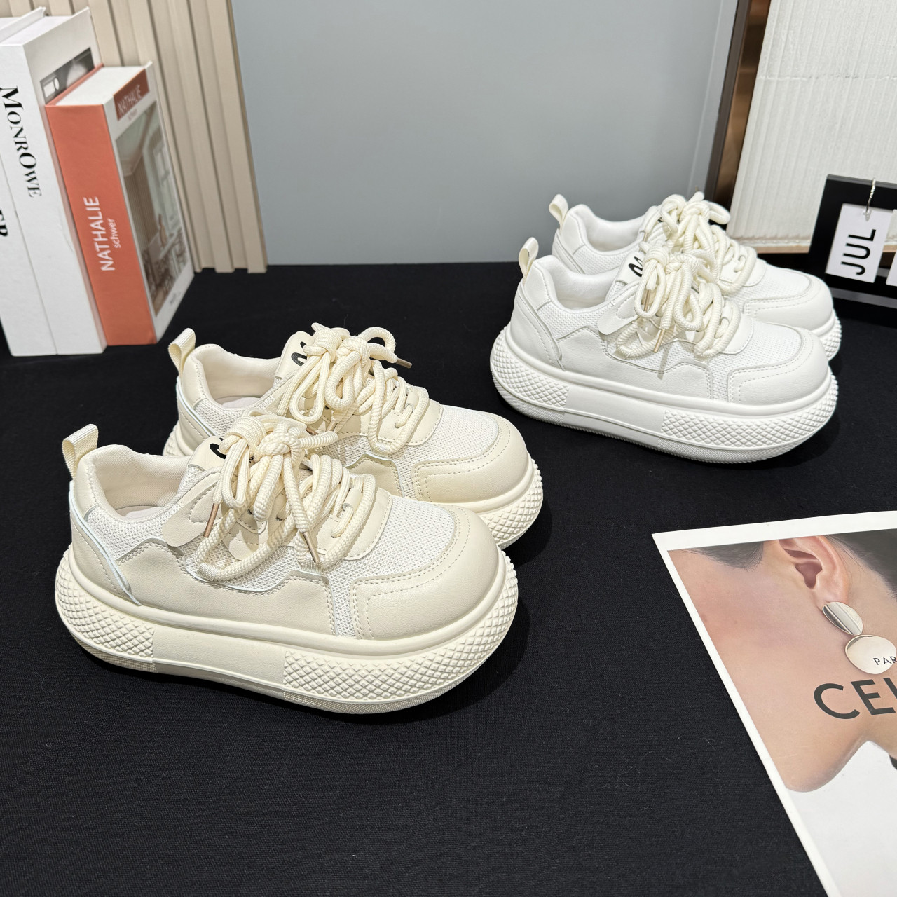 休闲丑萌面包巨好看配阔腿裤脏脏小白鞋松糕厚底大头鞋板鞋女