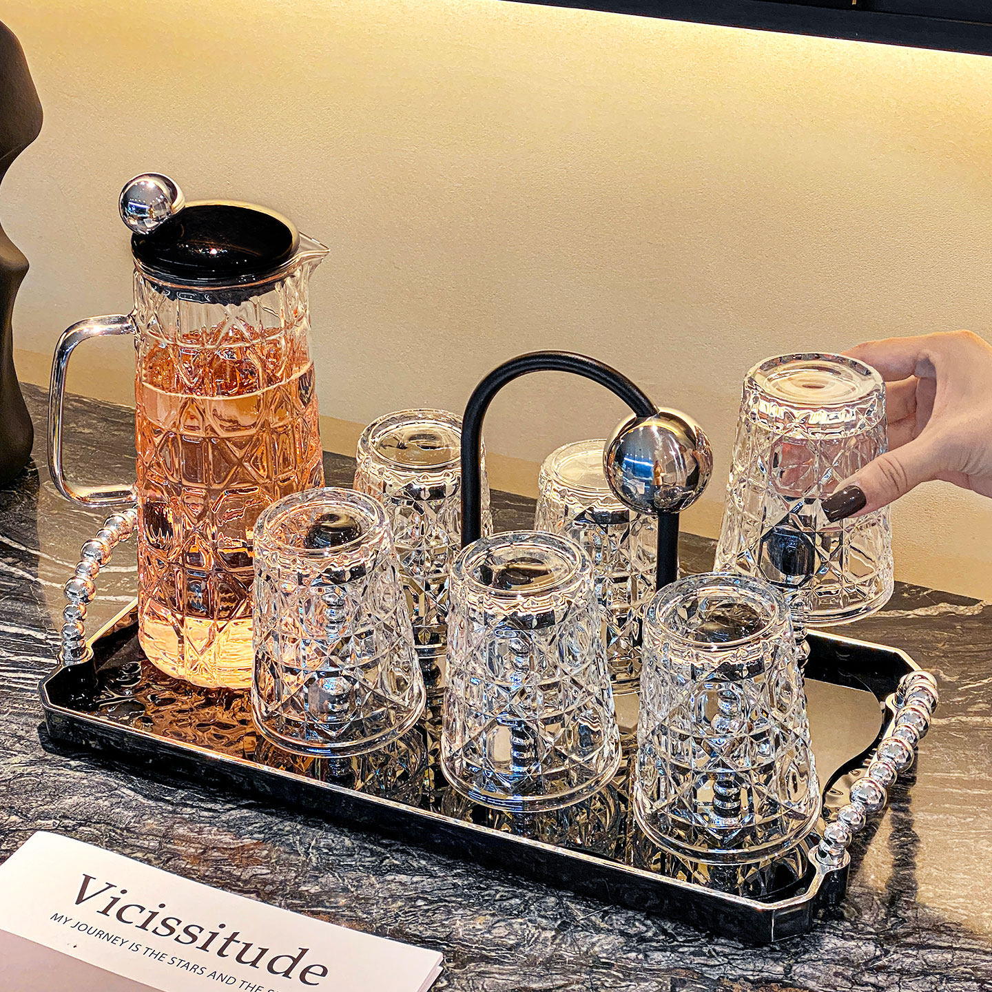 轻奢高档玻璃水杯套装家用待客水具杯具高颜值耐高温冷水壶凉水杯