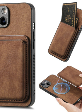 适用苹果15promax手机壳14复古13插卡12萍果11pormas新7plus差x卡包8平xr磁吸xsmax男se二6代6s纯色mini女6sp