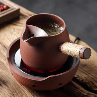 罐罐茶原矿老岩泥侧把围炉煮茶壶粗陶烧水壶耐高温炭炉电陶炉可用