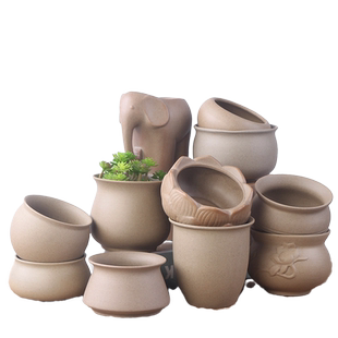 粗陶原土烧制无釉多肉植物陶瓷花盆老桩简约盆栽绿植大中小号促销