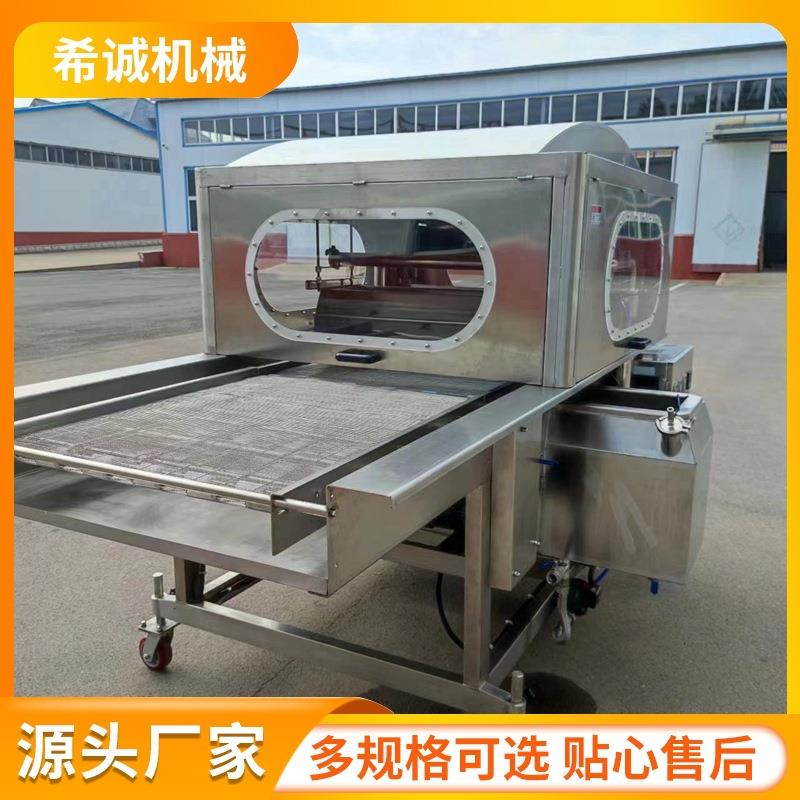 甜甜圈巧克力涂层机 蛋糕裹巧克力设备 全自动麻薯泡芙淋浆机