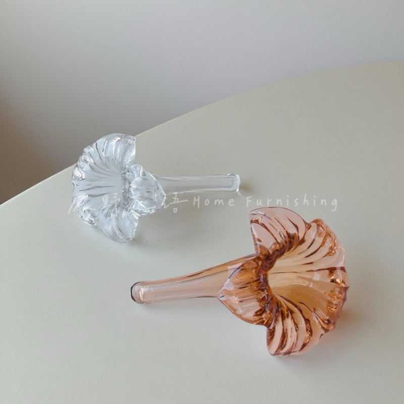 法式田园风彩色玻璃花朵树叶软装装饰摆件