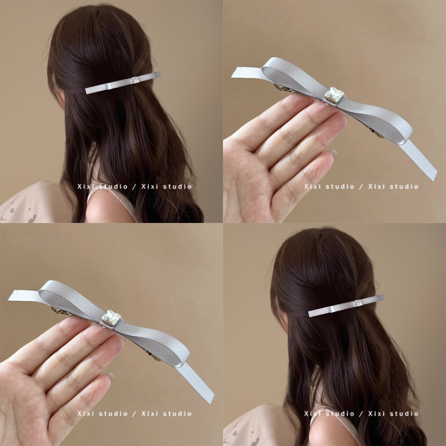 公主小香！甜美丝带蝴蝶结发夹！气质半扎发头饰弹簧夹新品盘发器