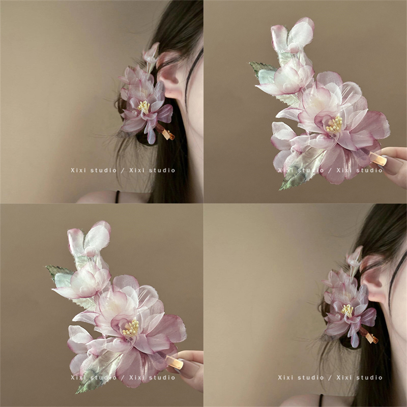 纯欲刘海夹高颜值绢花发夹