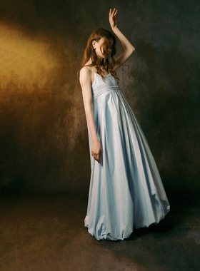 INGE STUDIOS爱丽丝梦游法式重工多褶A版宽松花苞吊带超仙连衣裙