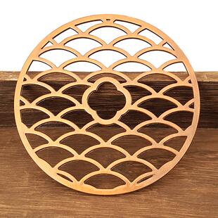 温茶炉垫片装饰片镂空合金鱼鳞纹创意五金新中式家具配件创意礼品