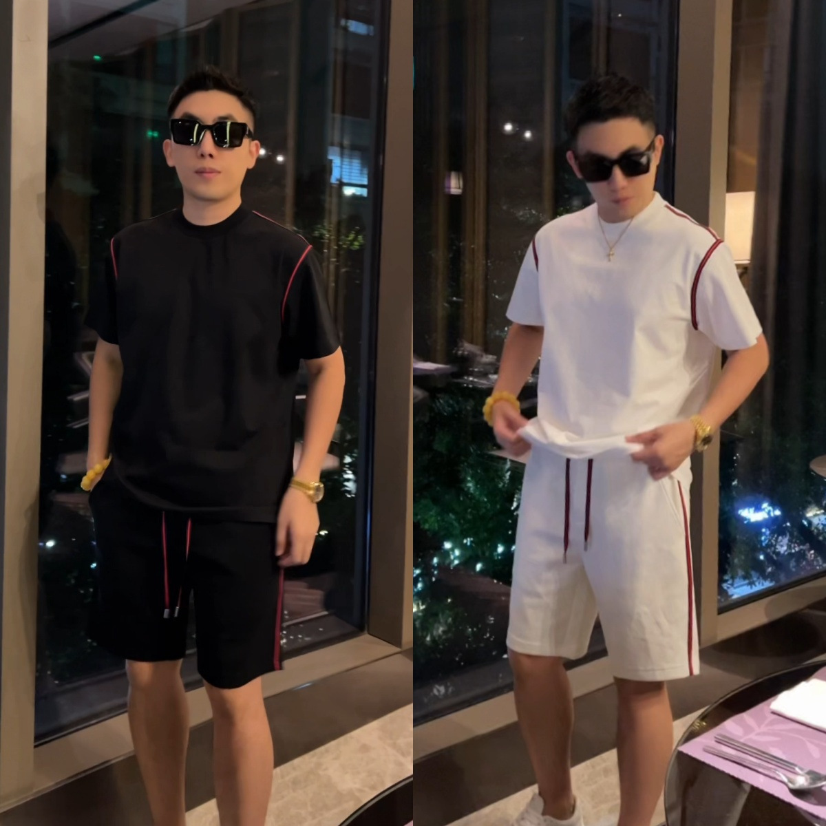 夏季新款时尚休闲高品质气质简约百搭轻奢透气男士短袖短裤套装