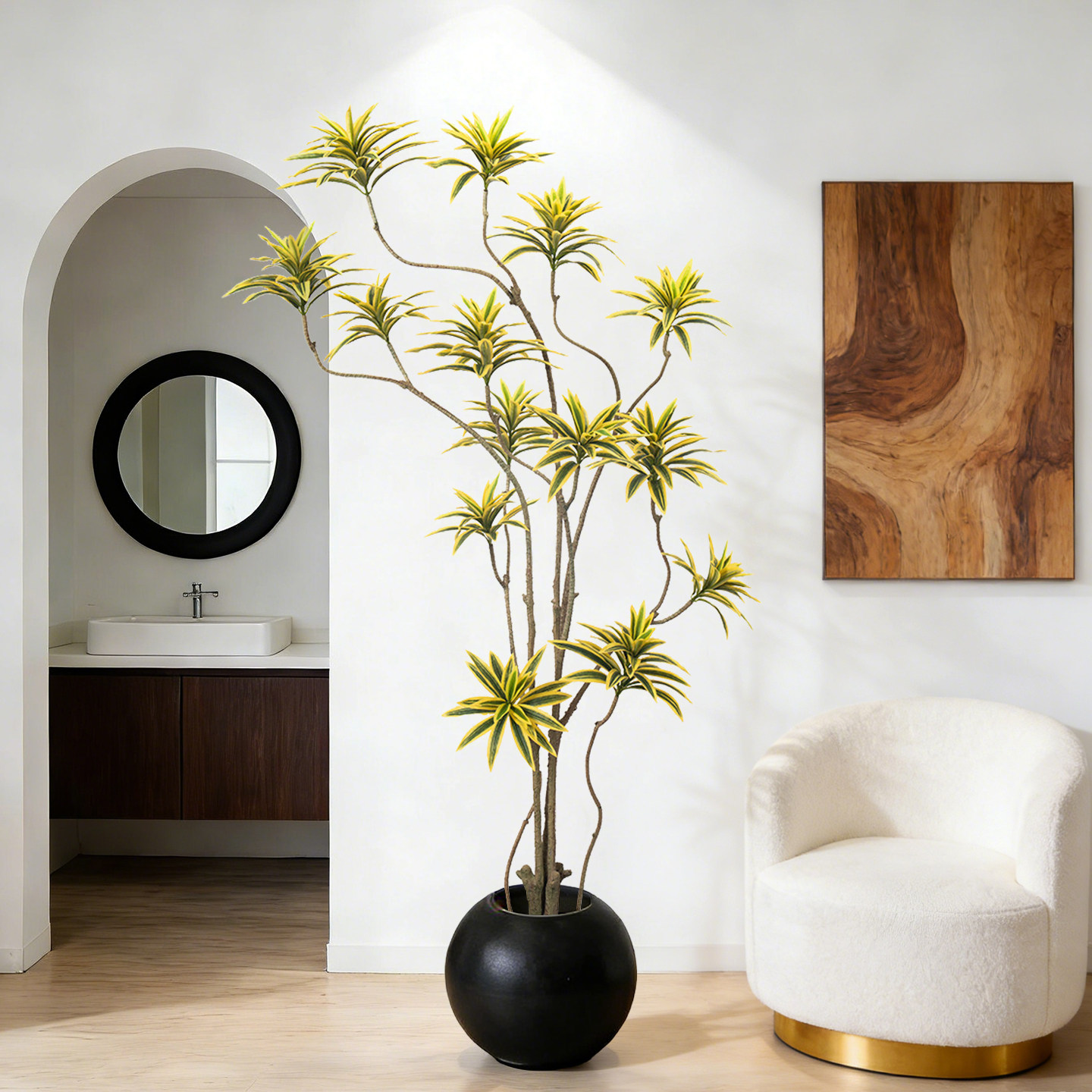 仿真绿植黄金边百合竹室内沙发边高端轻奢装饰摆件高品质仿生植物,家居饰品,仿真植物盆景,淘宝优惠券,粉丝福利购,淘宝优惠卷