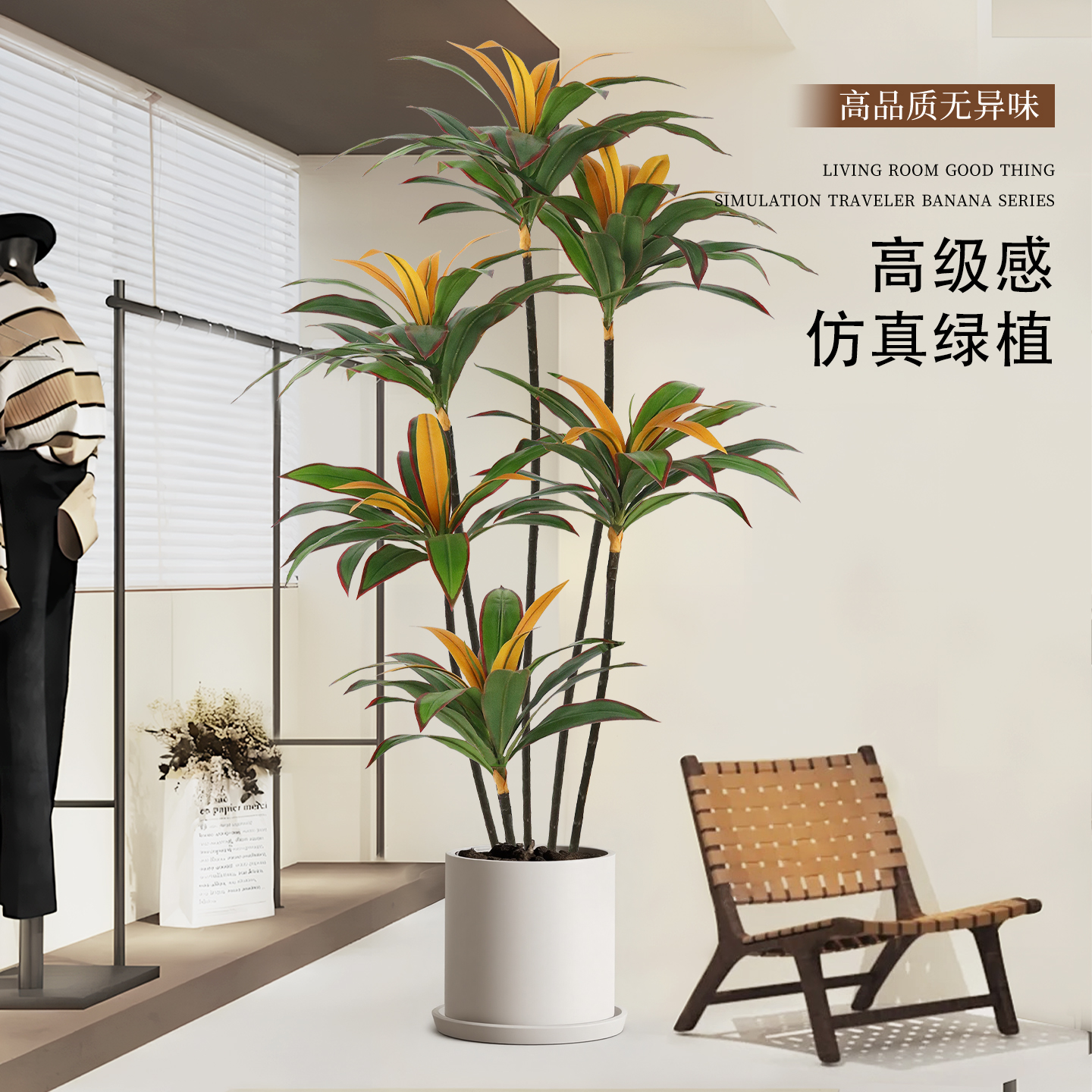 仿真绿植红边铁室内落地植物盆栽