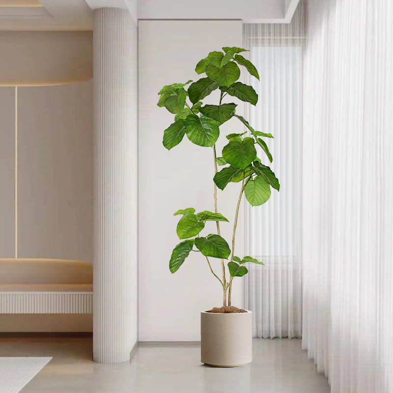 彷真植物爱心榕落地盆栽室内大型彷生绿植摆件客厅轻奢装饰花假树