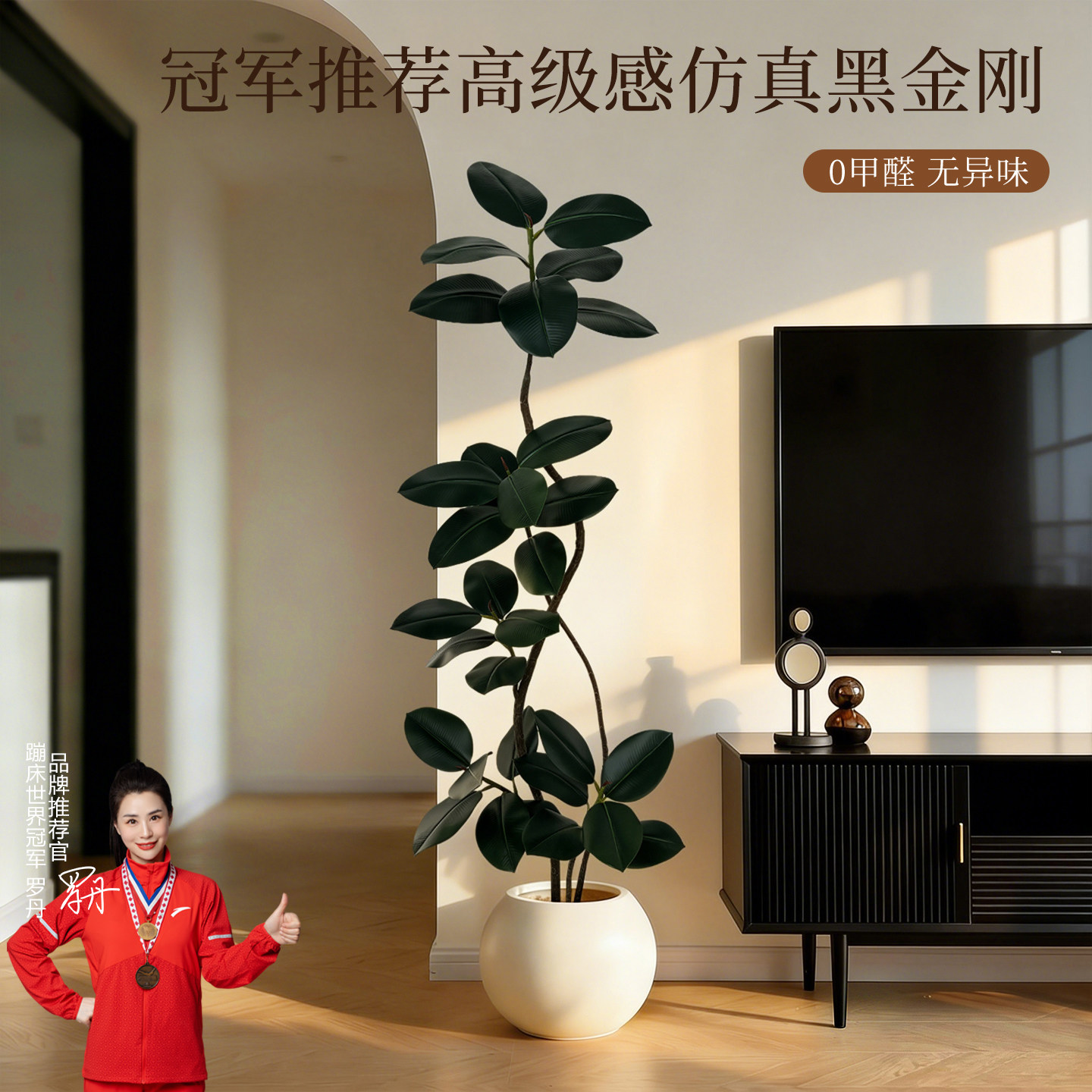 仿生植物黑金刚室内客厅电视柜旁高级感仿真假绿植橡皮树落地摆件