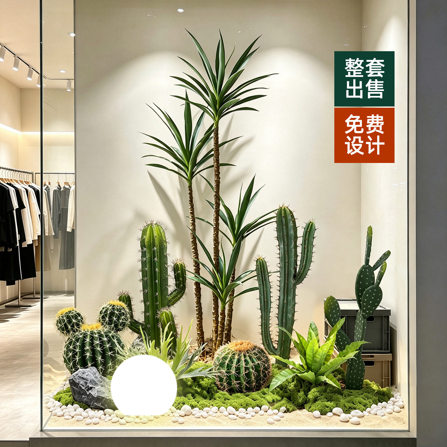高端轻奢室内仙人掌仿真植物摆件