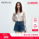商场同款 上衣女 MOISSAC摩萨克系带甜美风碎花V领雪纺小衫