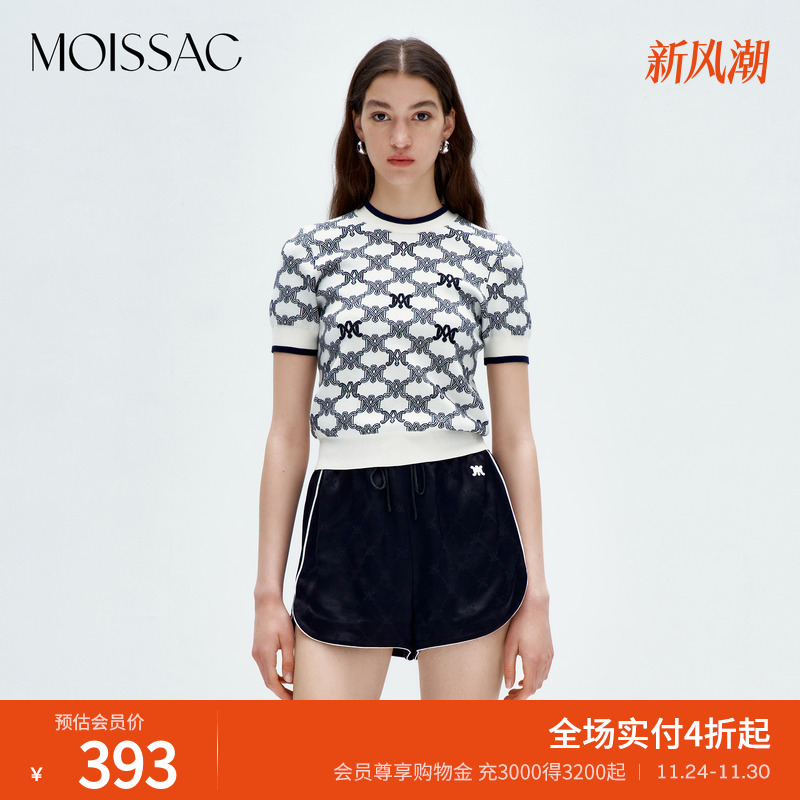 时髦老花黑色宽松套头毛衫