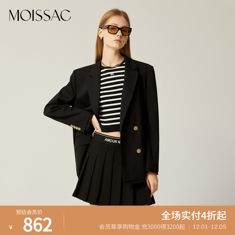 绵羊毛职场通勤黑色简约西外套