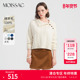MOISSAC摩萨克女装 冬绵羊毛100可翻领斜襟纽扣上衣针织衫 毛衣