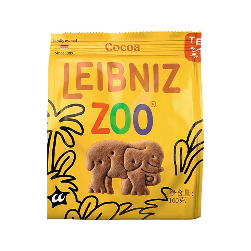 德国百乐顺莱布尼兹进口饼干可可味动物形100g*4办公室零食小吃