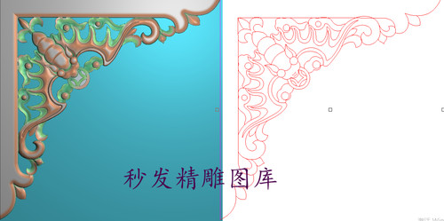 新款精雕图灰度图浮雕图精品蝙蝠吊铜钱祥云仿古镂空角花190x190