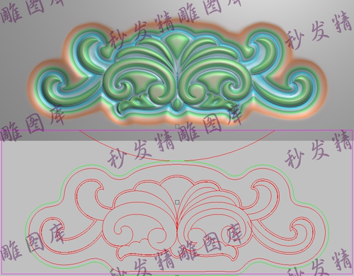 新款精雕图jdp灰度图bmp浮雕图洋花如意餐椅休闲椅靠头脑295x121