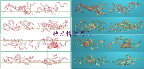 精雕图八宝浮雕图花兰葫芦如意宝剑长笛宝扇八宝围板抽斗拉手横板