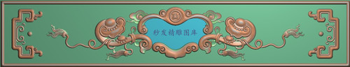 精雕图灰度图浮雕图精品如意铜钱抽斗围板抽屉拉手扣手横条383x73