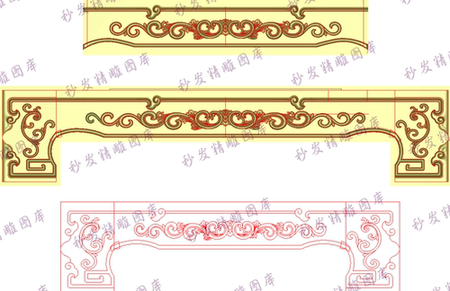 新款精雕图jdp洋花如意床头柜底座裙板牙板脚CTG1浮雕图矮柜牡丹