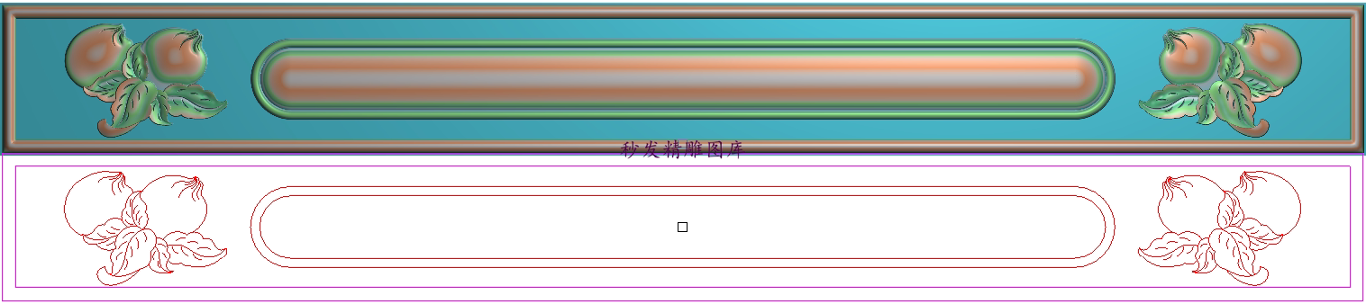 精雕图桃子财源沙发大床靠背上花灰度浮雕靠头下花横条寿桃516x57
