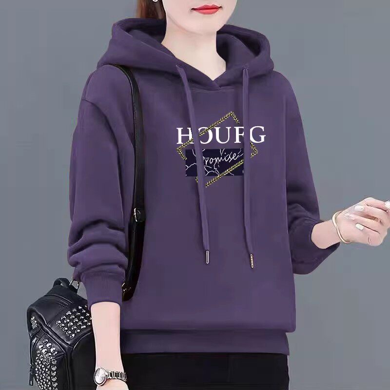 中年妈妈连帽卫衣女士秋季薄款2025新款宽松大码韩版显瘦减龄上衣